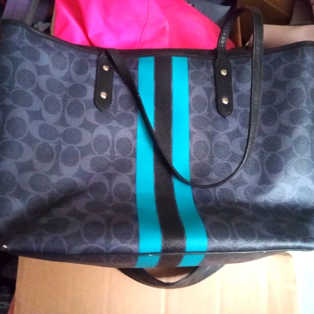 Coach Black and Blue Signature Tote Bag